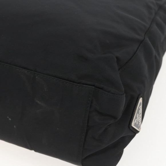 PRADA Tote Bag Nylon Black Silver Auth 160513