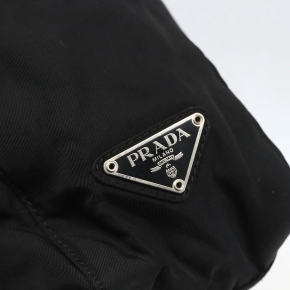 PRADA Tote Bag Nylon Black Silver Auth 160513