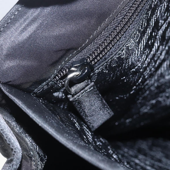 PRADA Tote Bag Nylon Black Silver Auth 160513