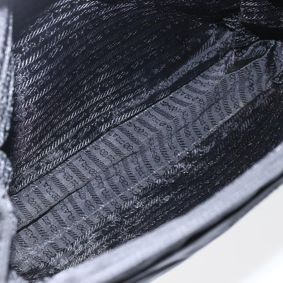 PRADA Tote Bag Nylon Black Silver Auth 160513