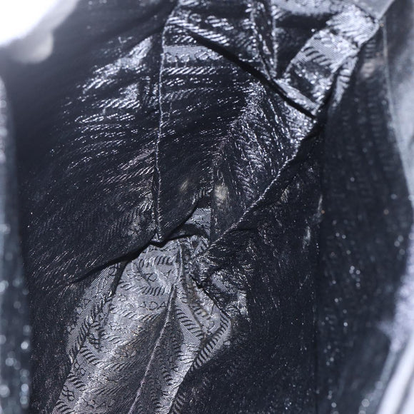 PRADA Tote Bag Nylon Black Silver Auth 160513