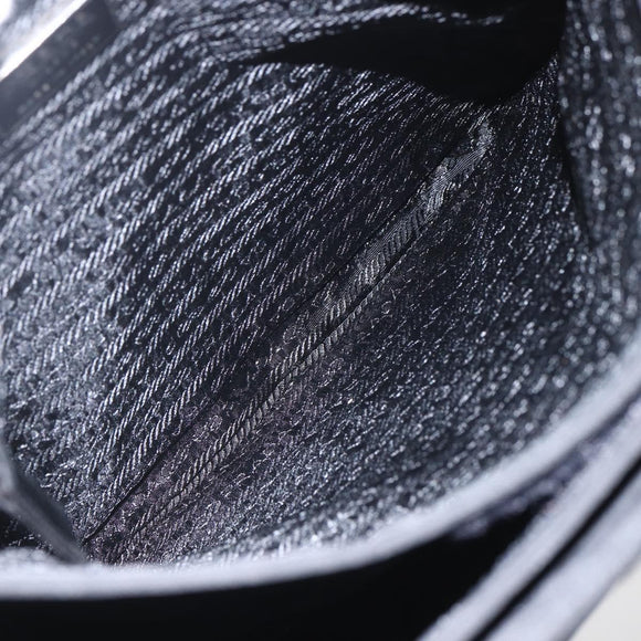 PRADA Tote Bag Nylon Black Silver Auth 160513