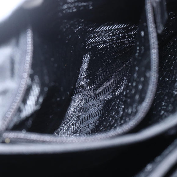 PRADA Tote Bag Nylon Black Silver Auth 160513