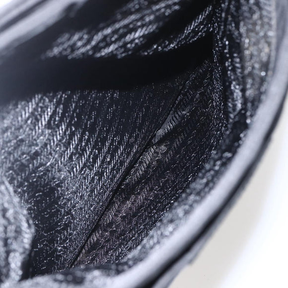 PRADA Tote Bag Nylon Black Silver Auth 160513