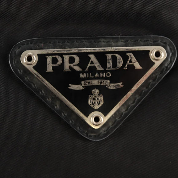 PRADA Shoulder Bag Nylon Black Silver Auth 160516
