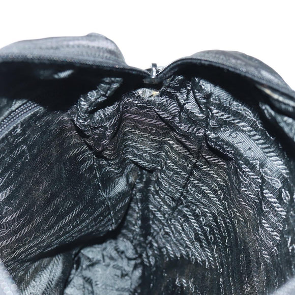 PRADA Shoulder Bag Nylon Black Silver Auth 160516