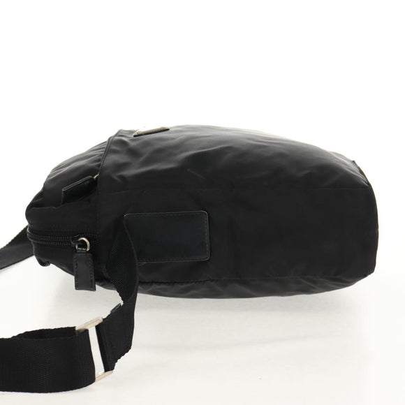 PRADA Shoulder Bag Nylon Black Silver Auth 160516