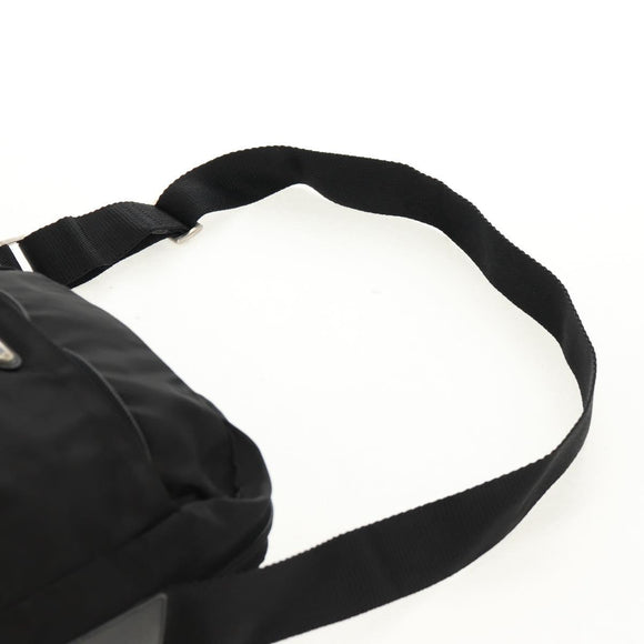 PRADA Shoulder Bag Nylon Black Silver Auth 160516