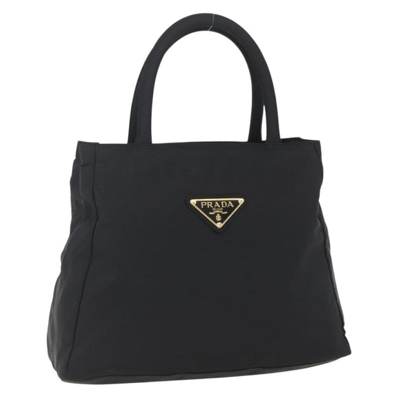 PRADA Hand Bag Nylon Black Gold Auth 160517