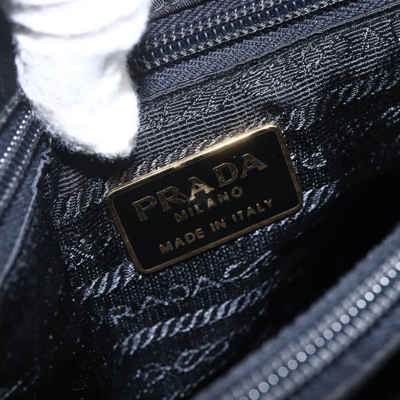 PRADA Hand Bag Nylon Black Gold Auth 160517