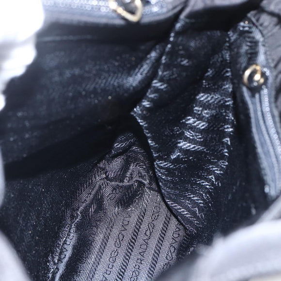 PRADA Hand Bag Nylon Black Gold Auth 160517