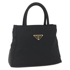 PRADA Hand Bag Nylon Black Gold Auth 160517A