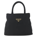 PRADA Hand Bag Nylon Black Gold Auth 160517-13