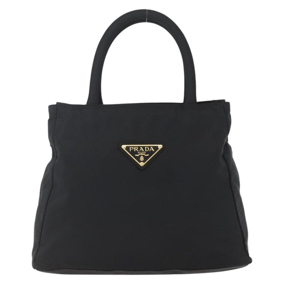 PRADA Hand Bag Nylon Black Gold Auth 160517