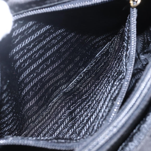 PRADA Hand Bag Nylon Black Gold Auth 160517