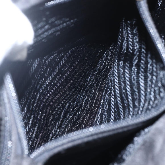 PRADA Hand Bag Nylon Black Gold Auth 160517