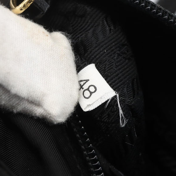 PRADA Hand Bag Nylon Black Gold Auth 160517