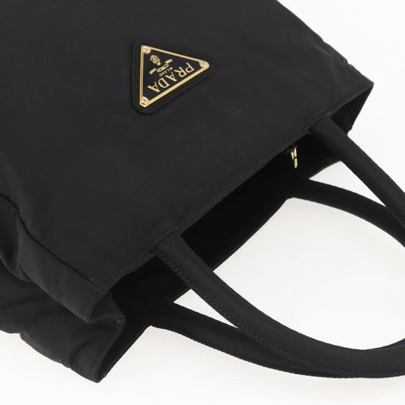 PRADA Hand Bag Nylon Black Gold Auth 160517