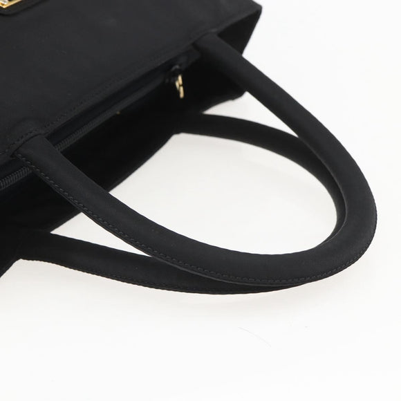 PRADA Hand Bag Nylon Black Gold Auth 160517