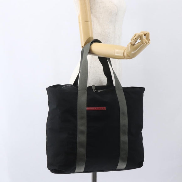 PRADA Sports Hand Bag Nylon Black Silver Auth 160518