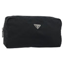 PRADA Pouch Nylon Black Silver Auth 160519-1