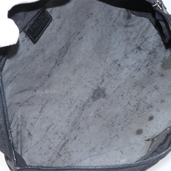 PRADA Pouch Nylon Black Silver Auth 160519