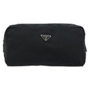 PRADA Pouch Nylon Black Silver Auth 160519-2