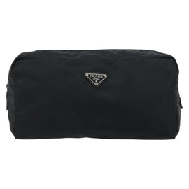 PRADA Pouch Nylon Black Silver Auth 160519 - 0