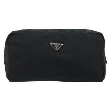 PRADA Pouch Nylon Black Silver Auth 160519 - 0