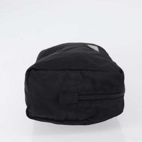 PRADA Pouch Nylon Black Silver Auth 160519
