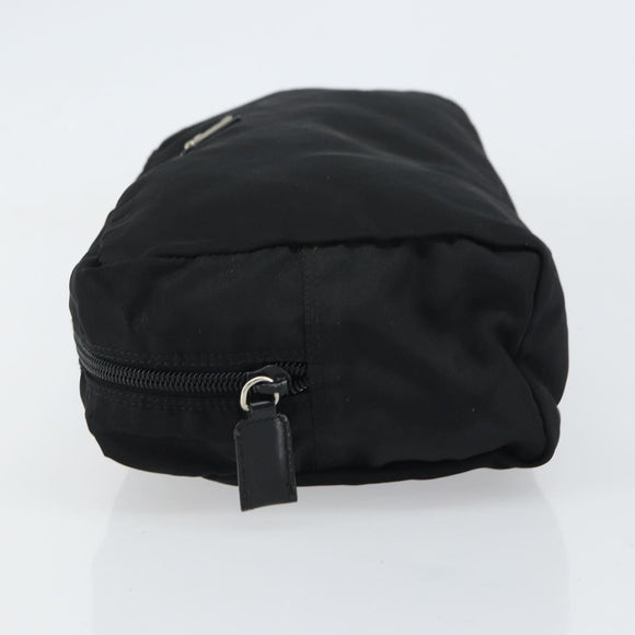 PRADA Pouch Nylon Black Silver Auth 160519