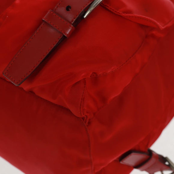 PRADA Backpack Nylon Red Silver Auth 160522