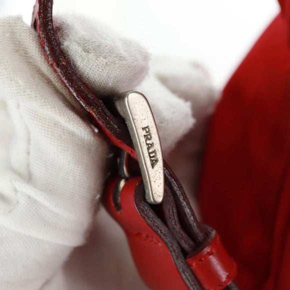 PRADA Backpack Nylon Red Silver Auth 160522