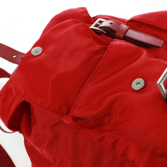 PRADA Backpack Nylon Red Silver Auth 160522