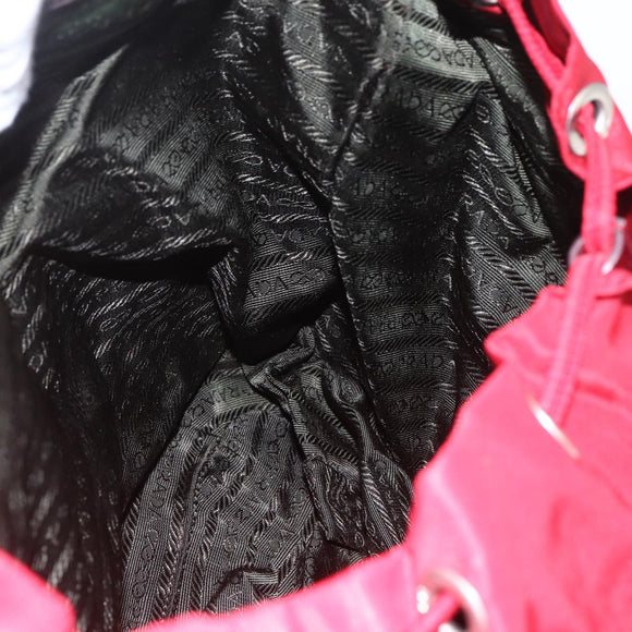 PRADA Backpack Nylon Red Silver Auth 160522