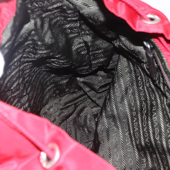 PRADA Backpack Nylon Red Silver Auth 160522