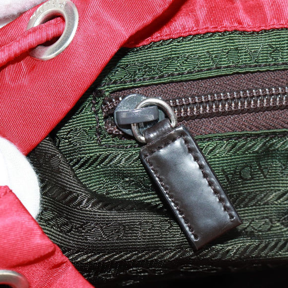 PRADA Backpack Nylon Red Silver Auth 160522