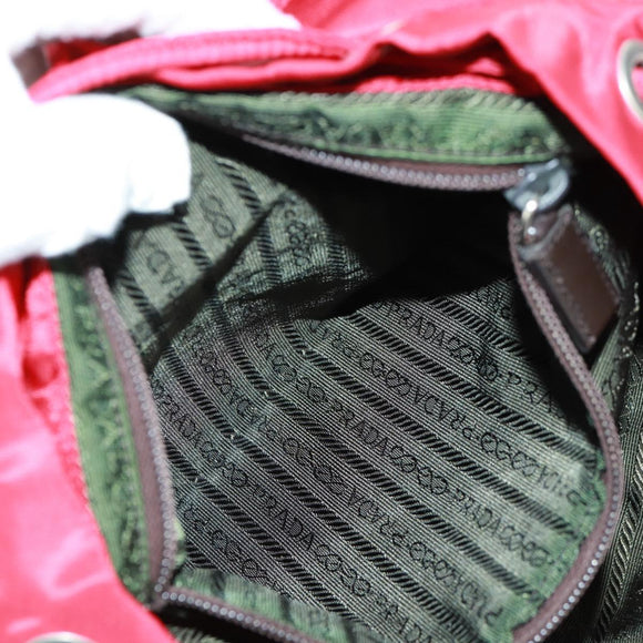 PRADA Backpack Nylon Red Silver Auth 160522