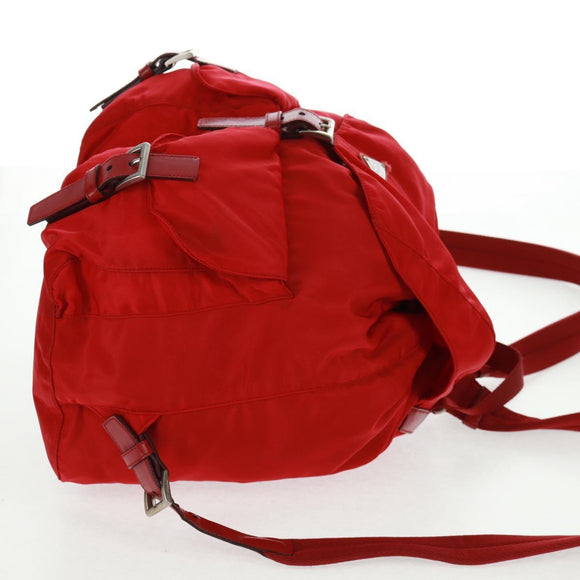 PRADA Backpack Nylon Red Silver Auth 160522