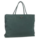 PRADA Hand Bag Nylon Khaki Silver Auth 160524-1