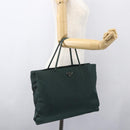 PRADA Hand Bag Nylon Khaki Silver Auth 160524-24