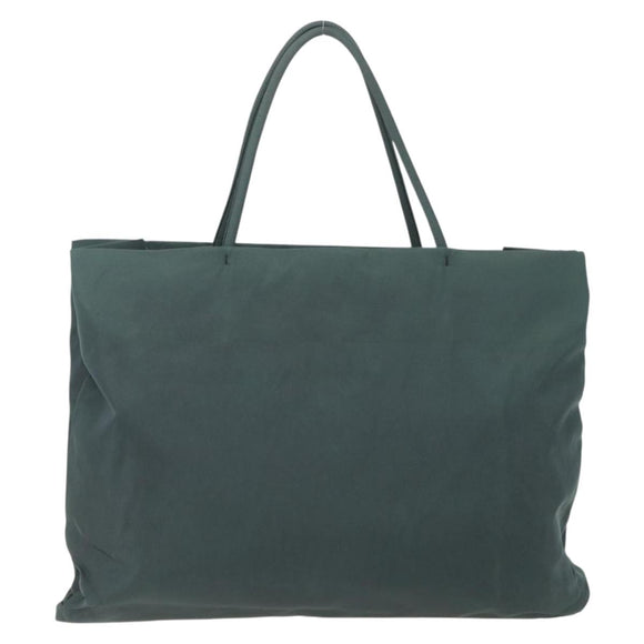 PRADA Hand Bag Nylon Khaki Silver Auth 160524