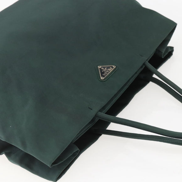 PRADA Hand Bag Nylon Khaki Silver Auth 160524