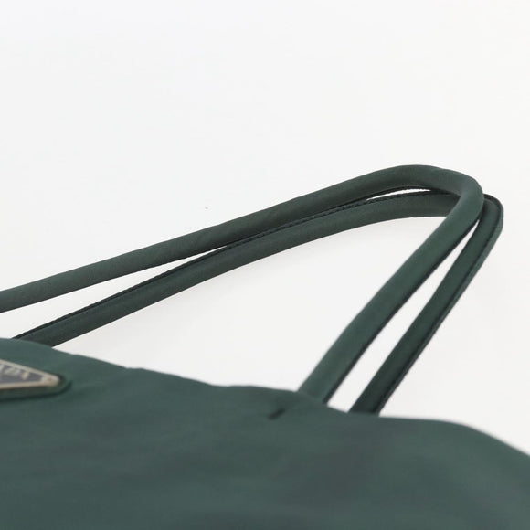 PRADA Hand Bag Nylon Khaki Silver Auth 160524