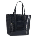 PRADA Hand Bag Enamel Black Silver Auth 160525-1