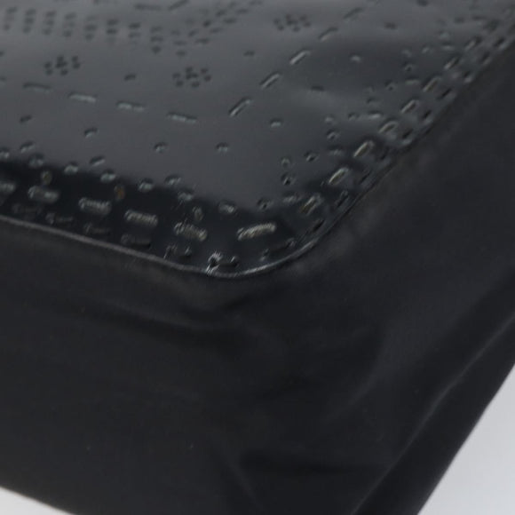 PRADA Hand Bag Enamel Black Silver Auth 160525