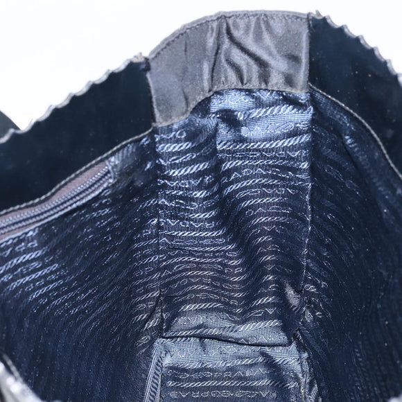 PRADA Handtasche Emaille Schwarz Silber Original 160525