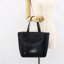 PRADA Hand Bag Enamel Black Silver Auth 160525-21