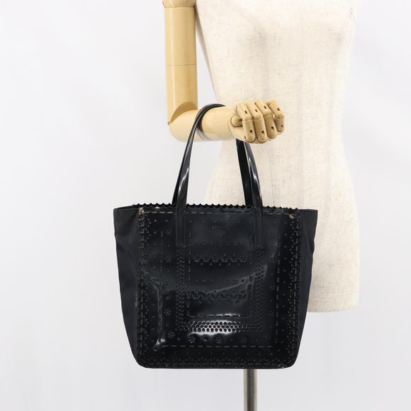 PRADA Handtasche Emaille Schwarz Silber Original 160525