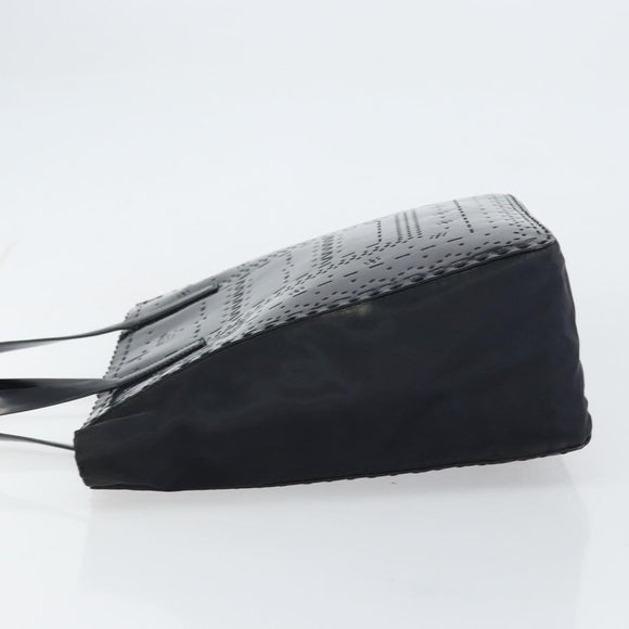 PRADA Hand Bag Enamel Black Silver Auth 160525